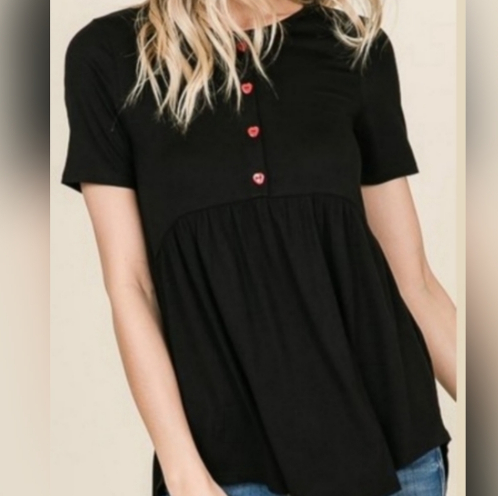 Short Sleeve black babydoll top